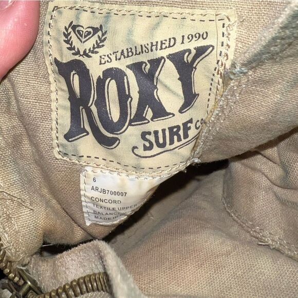 Roxy tan canvas lace and zip combat style women’s boots size 6 - Picture 6 of 8